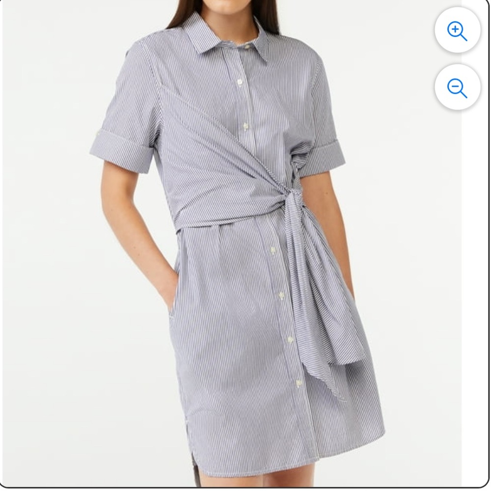 NWT Free Assembly Women's Wrap Shirt Dress with Short Sleeves MED